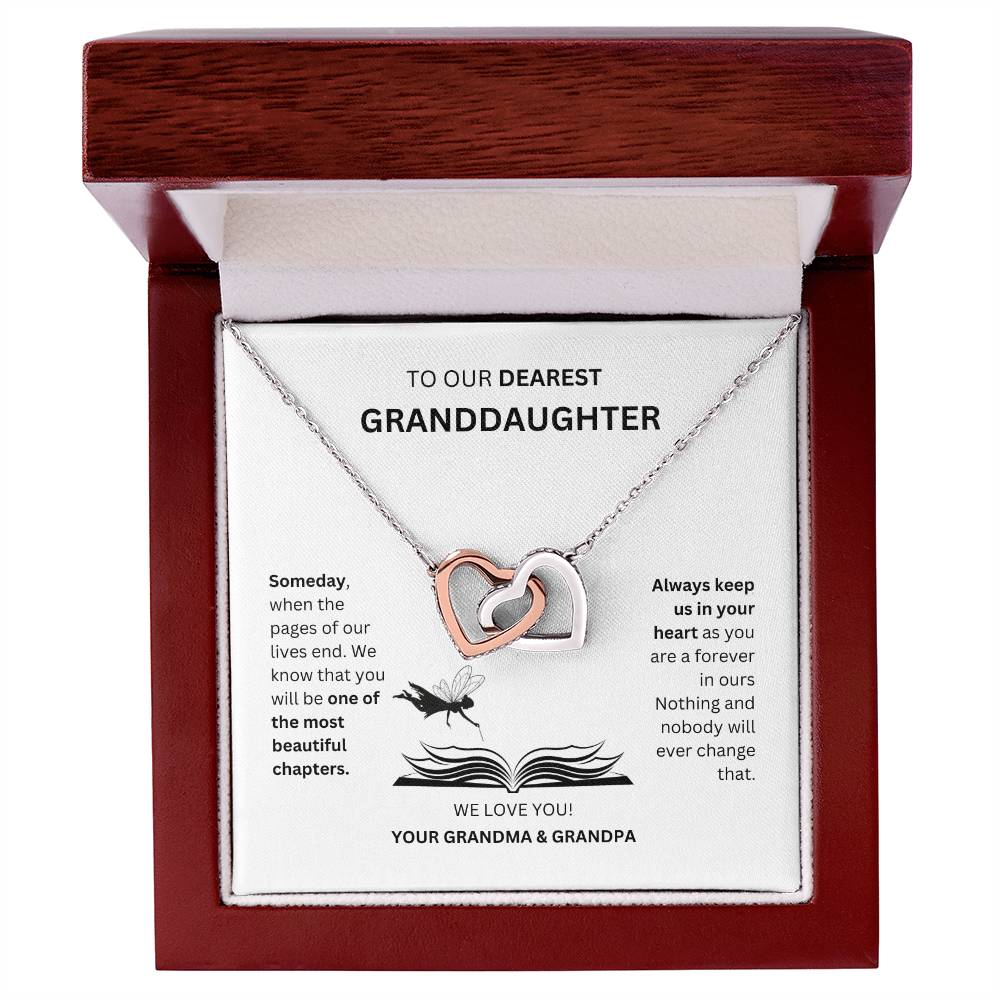 To My Dearest Granddaughter - Interlocking Heart Necklace