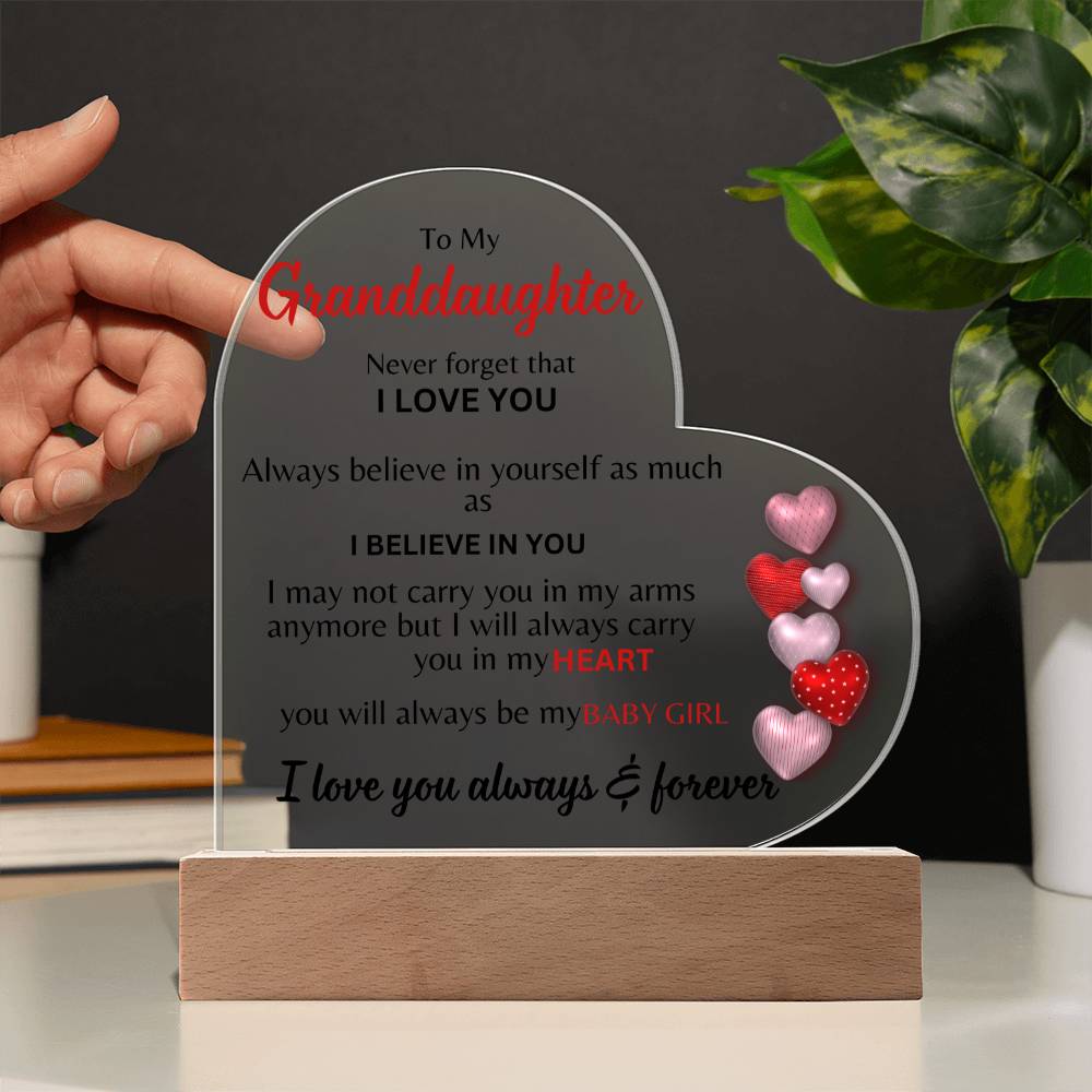 To My Granddaughter Heart Acrylic Plaque