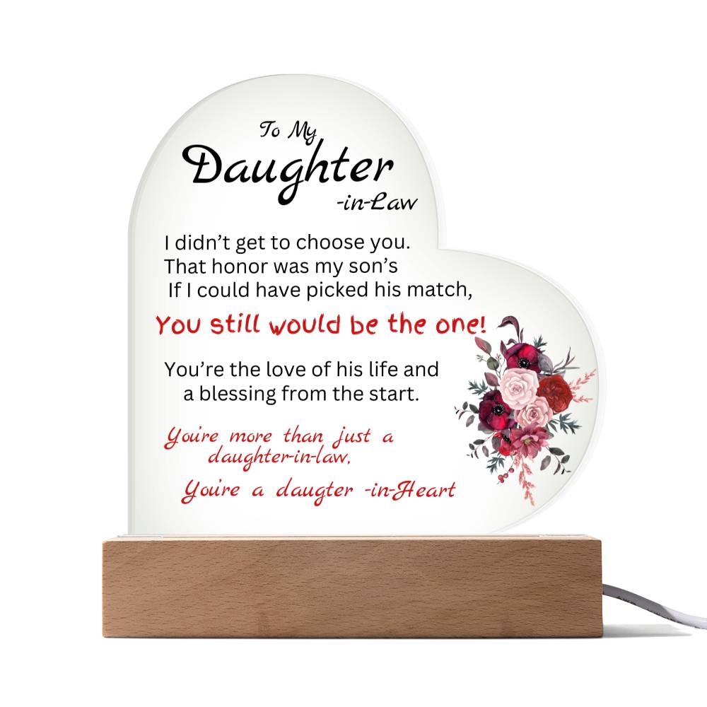 To My Daughter-in-law Heart Acrylic Plaque